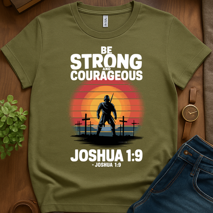 Be Strong And Courageous V1b Print - Military Green