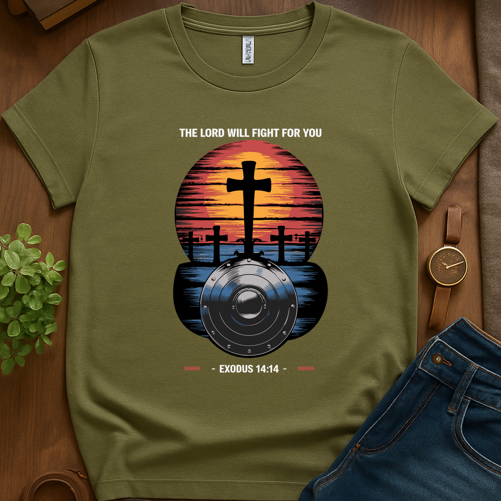 The Lord Will Fight For You V4 Print - Military Green