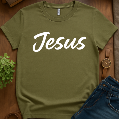 Text Only Jesus V2b - Military Green