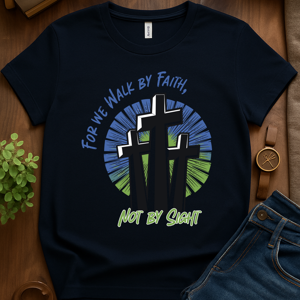 For We Walk By Faith V1 Print - Navy