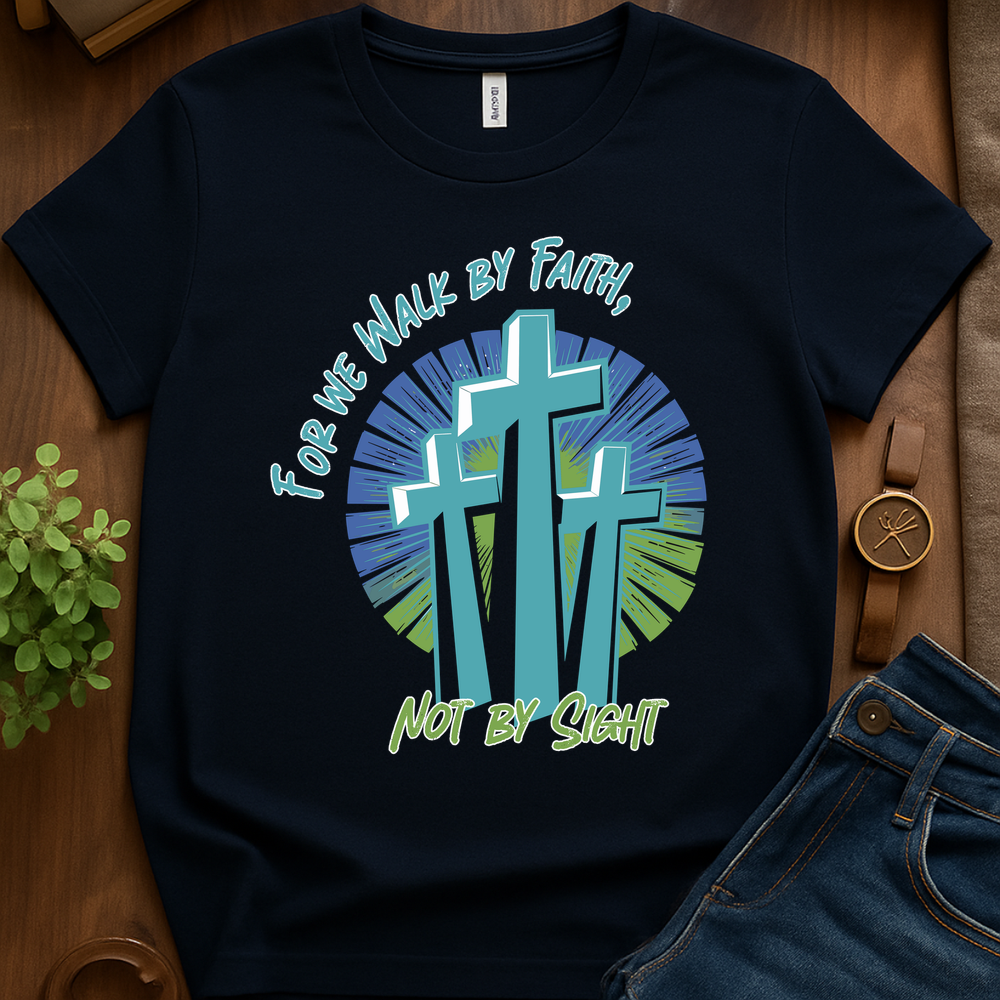 For We Walk By Faith V1b Print - Navy