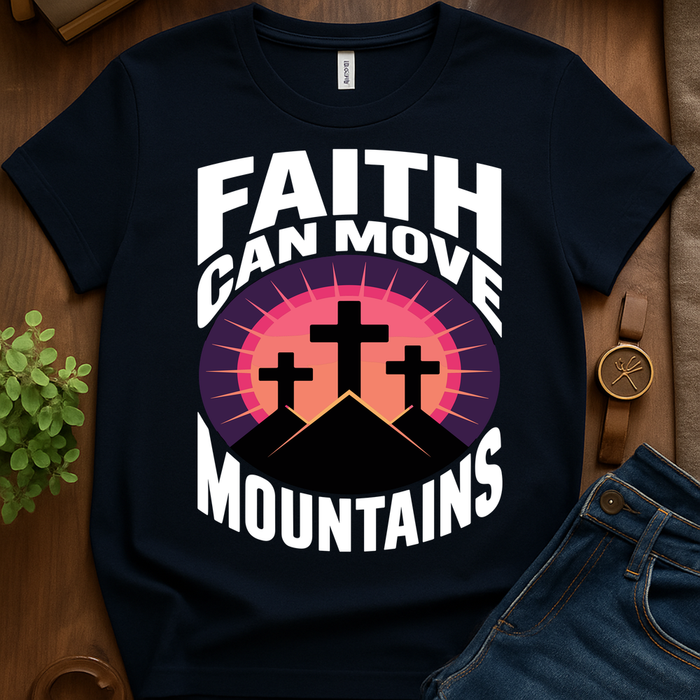 Faith Moves Mountains V2b Print - Navy