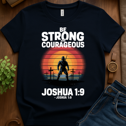 Be Strong And Courageous V1b Print - Navy