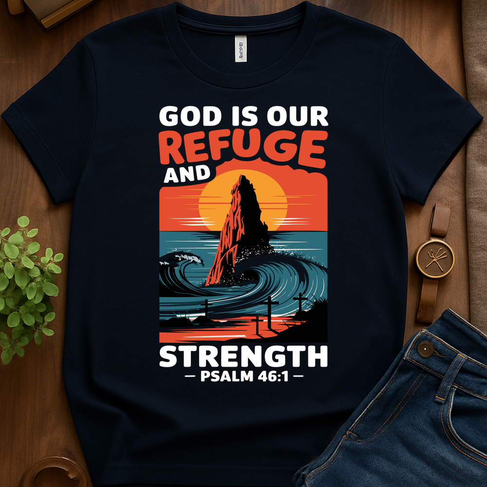 God Is Our Refuge V1b Print - Navy