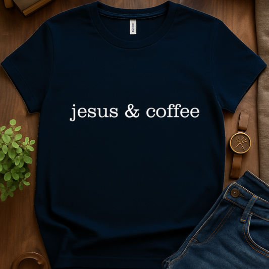 Text Jesus N Coffee V1b - Navy