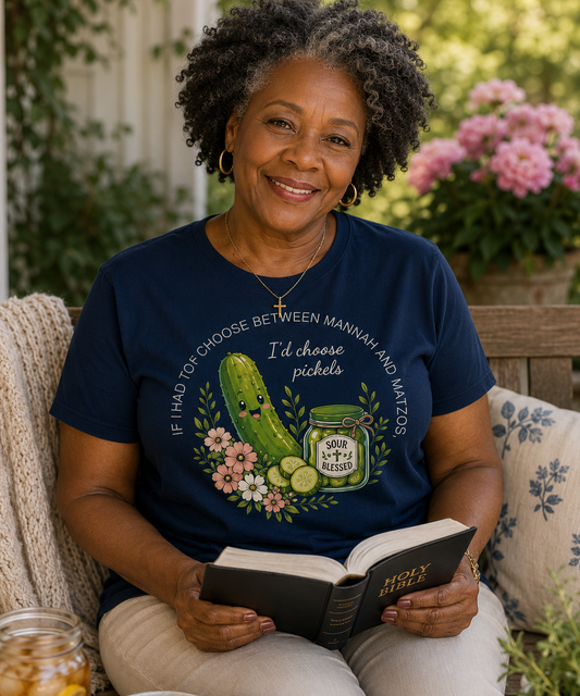Funny Christian Pickle Lover Shirt for Women I'd Choose Pickles Faith Inspired Foodie Gift Tee