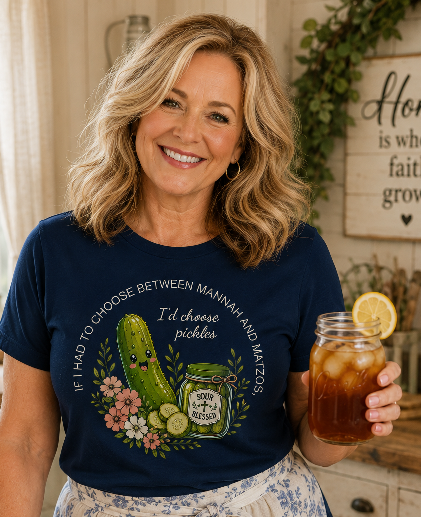 Funny Christian Pickle Lover Shirt for Women I'd Choose Pickles Faith Inspired Foodie Gift Tee
