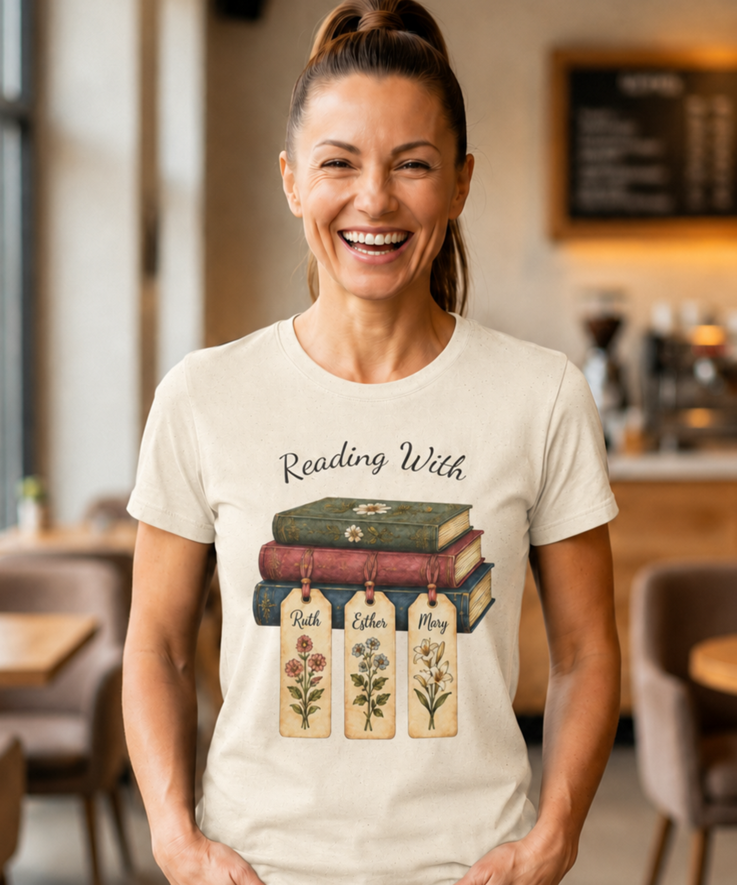 Christian Book Lover Shirt for Women – Reading With Ruth Esther & Mary Bible Stu | Christian shirt | Custom Church Merch