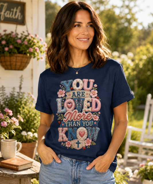 Fully Known Deeply Loved T-Shirt, Psalm 139:1 Christian Tee, Blue Jay Quilted Design, Inspirational Faith Apparel, Unique Scripture Verse