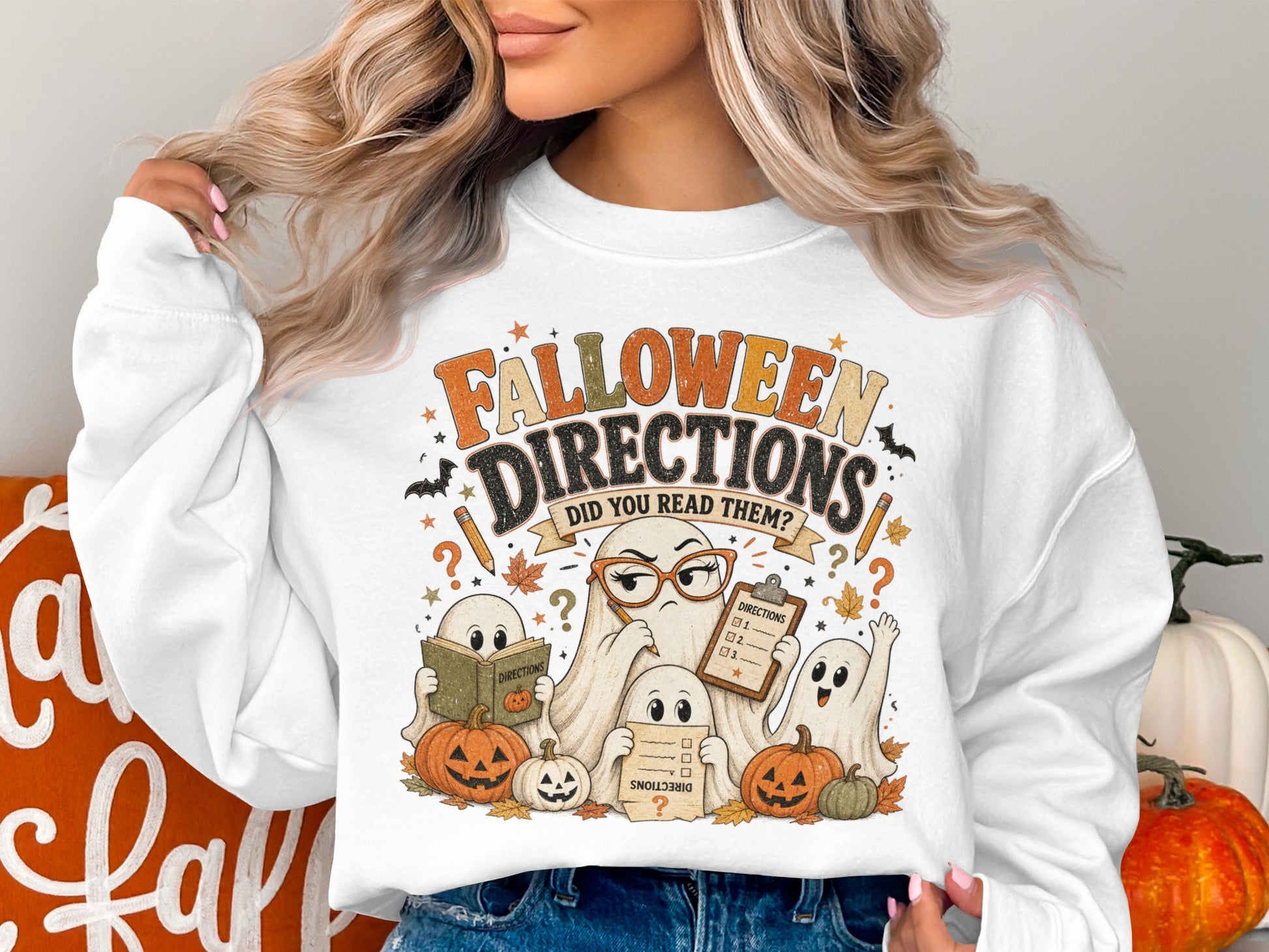 Halloween Directions, did you read them? with ghosts and pumpkins.