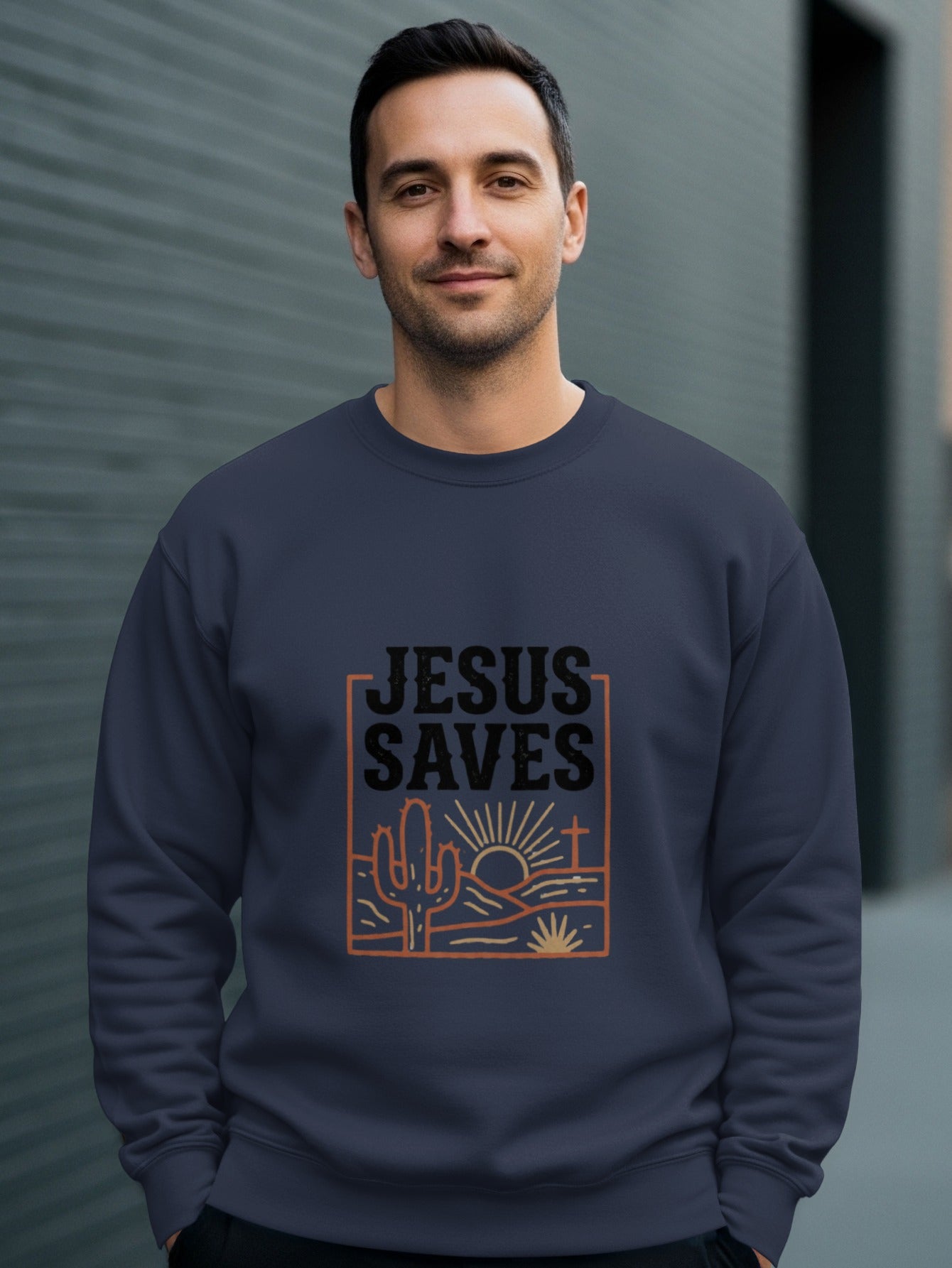Jesus Saves T-Shirt, Christian Faith Tee, Religious Desert Landscape Shirt, Insp | Christian shirt | Custom Church Merch