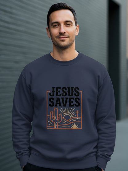 Jesus Saves T-Shirt, Christian Faith Tee, Religious Desert Landscape Shirt, Insp | Christian shirt | Custom Church Merch