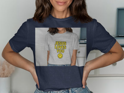 Jesus Loves You T-Shirt, Christian Faith Shirt, Religious Smiley Face Tee, Inspirational Message Top, Positive Gospel Apparel, Spiritual