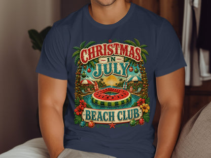 Christmas in July Beach Club design with watermelon pool float.