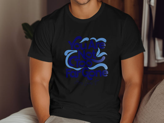 Black t-shirt with "You Are Not Clean" text in blue.