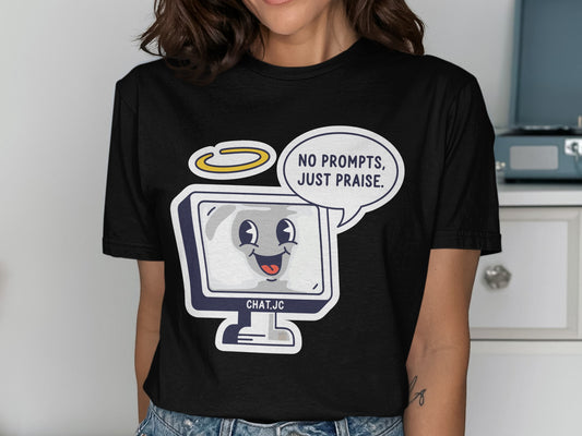 Friendly Computer Halo No Prompts Just Praise AI product type