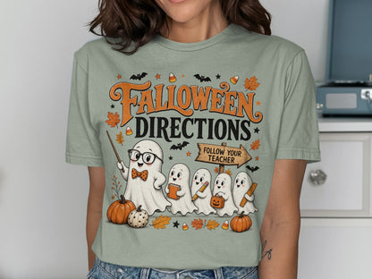 Halloween Directions with ghosts and pumpkins. Follow your teacher text.