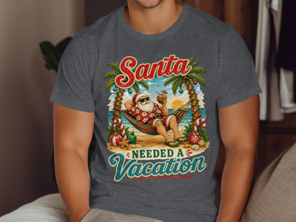 Santa needed a vacation graphic on a dark gray t-shirt.