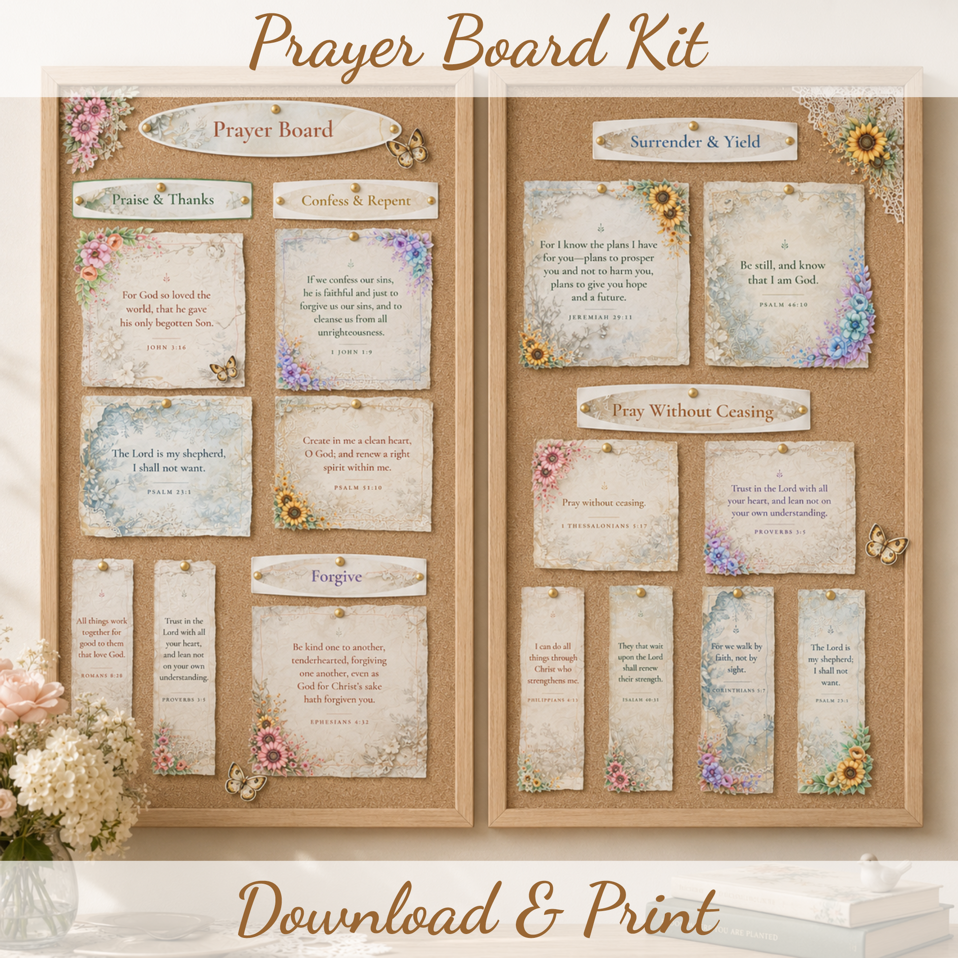 Printable Prayer Board Kit for Women | Christian digital download | Custom Church Merch