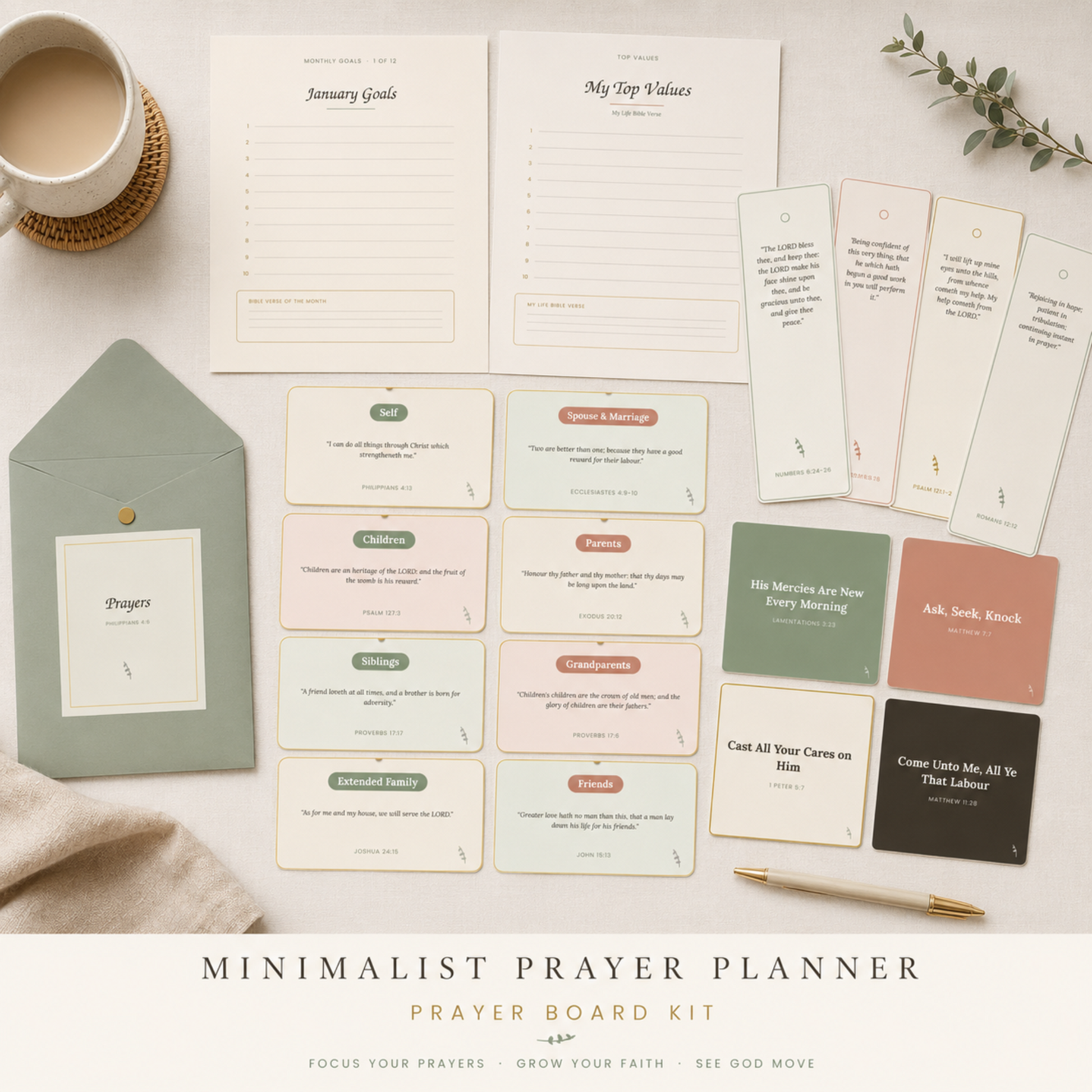 Minimalist Prayer Board Kit Printable | Christian digital download | Custom Church Merch