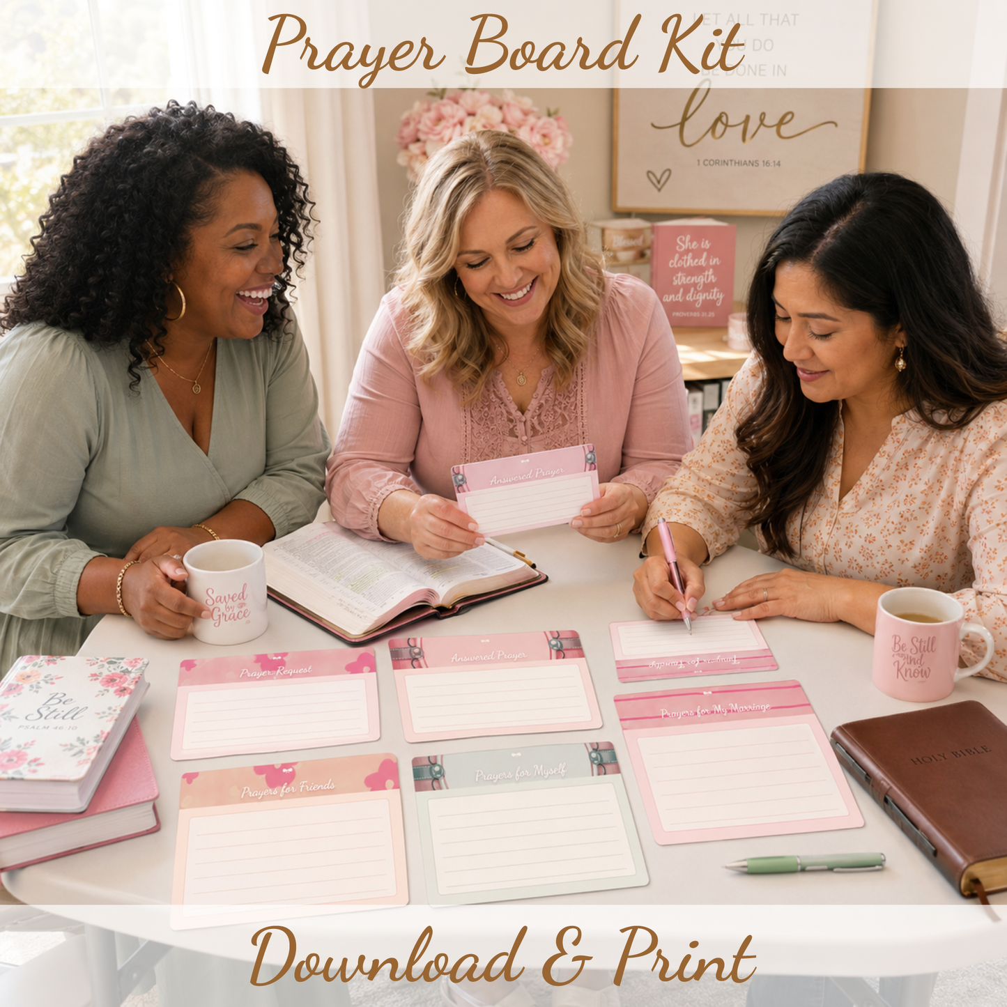 Girls Prayer Board Kit Printable | Christian digital download | Custom Church Merch