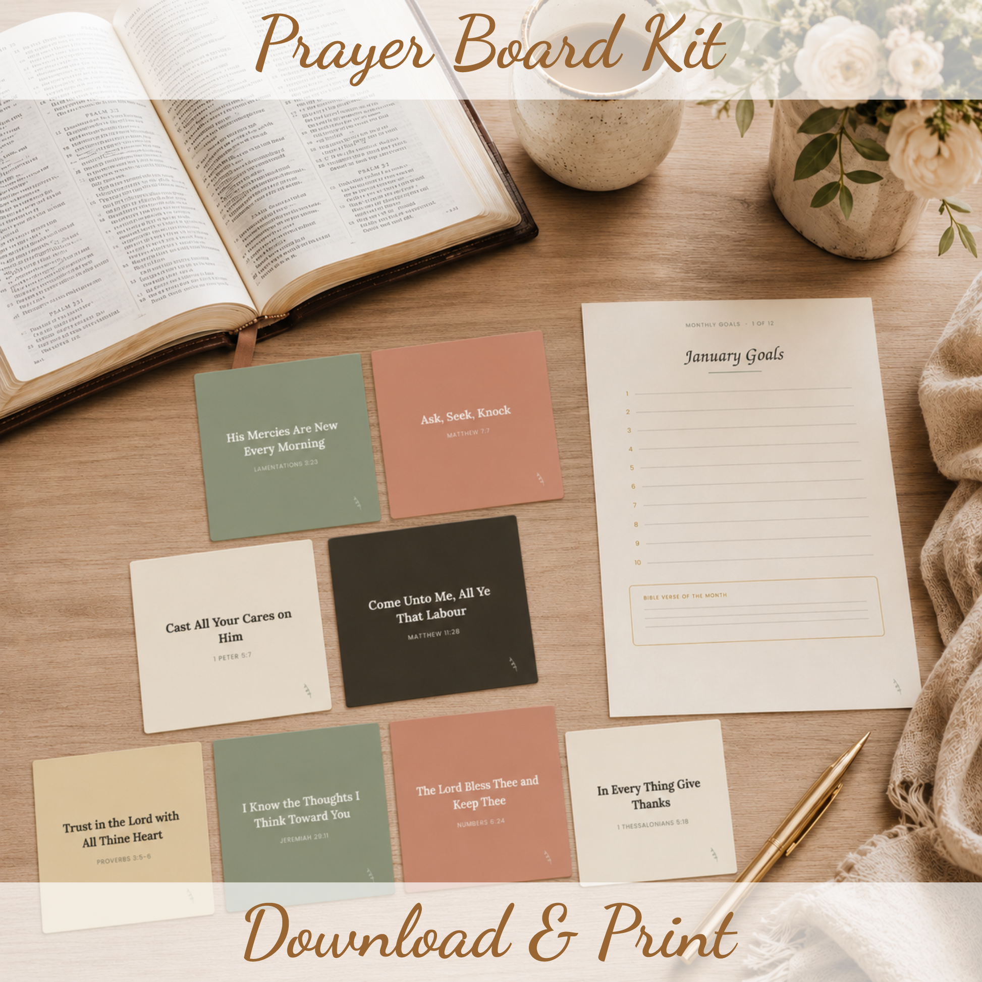 Minimalist Prayer Board Kit Printable | Christian digital download | Custom Church Merch