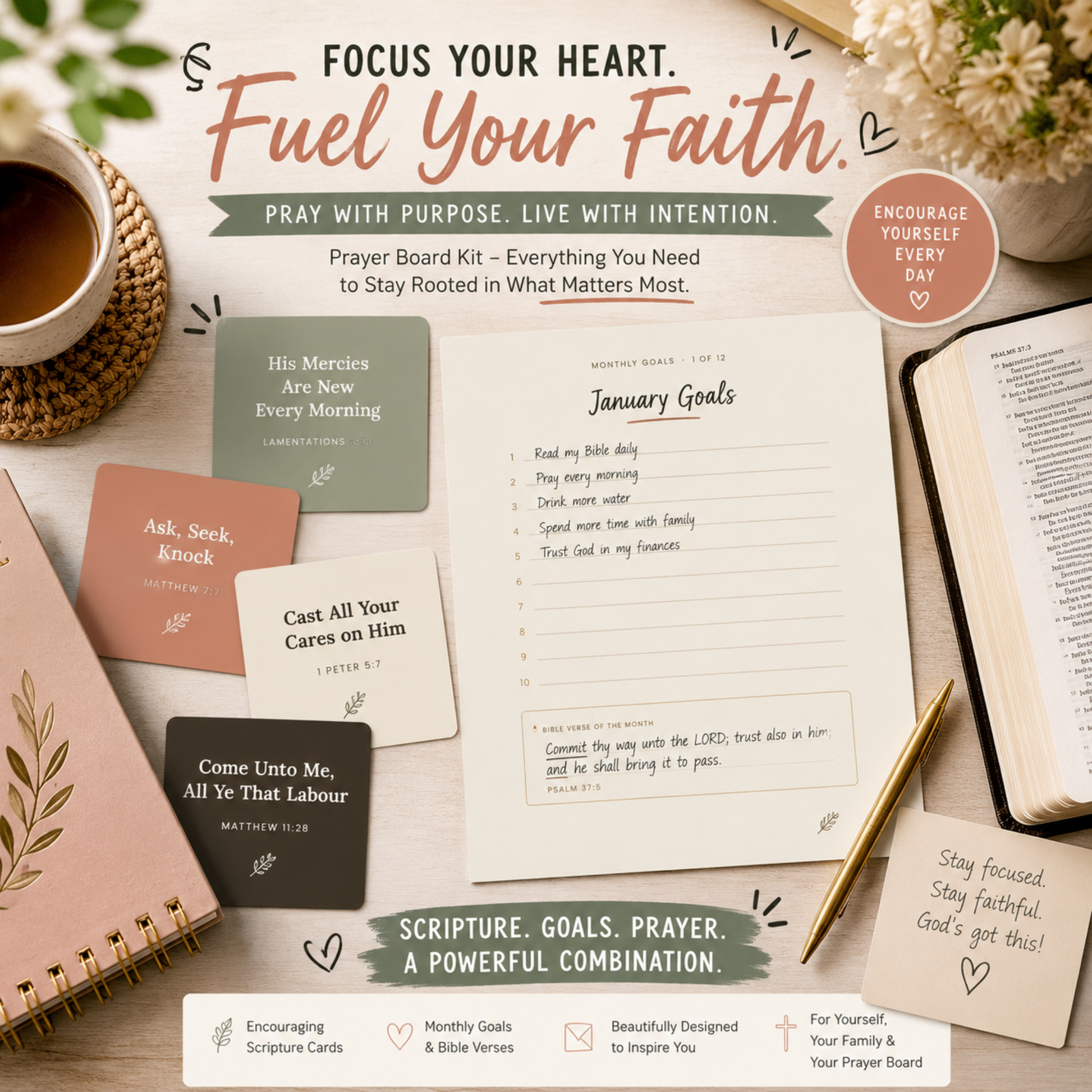Minimalist Prayer Board Kit Printable | Christian digital download | Custom Church Merch