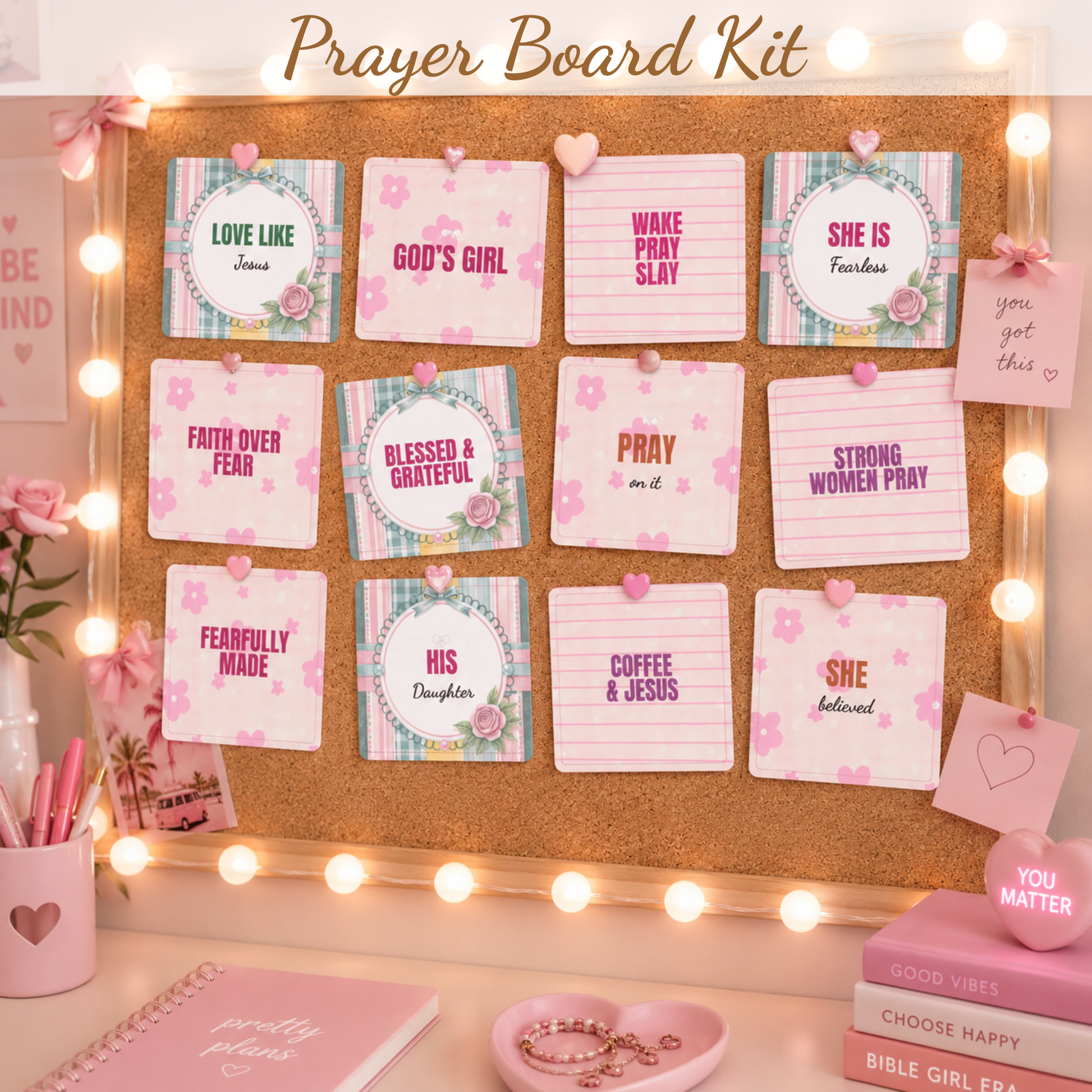 Girls Prayer Board Kit Printable | Christian digital download | Custom Church Merch