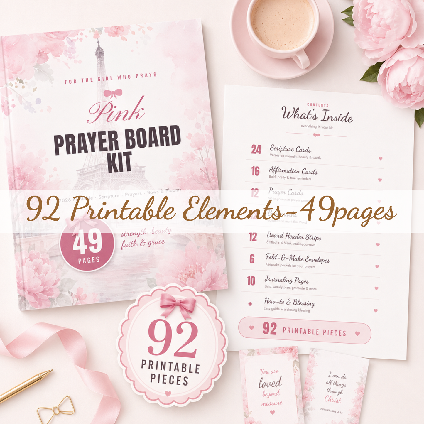 Girls Prayer Board Kit Printable | Christian digital download | Custom Church Merch