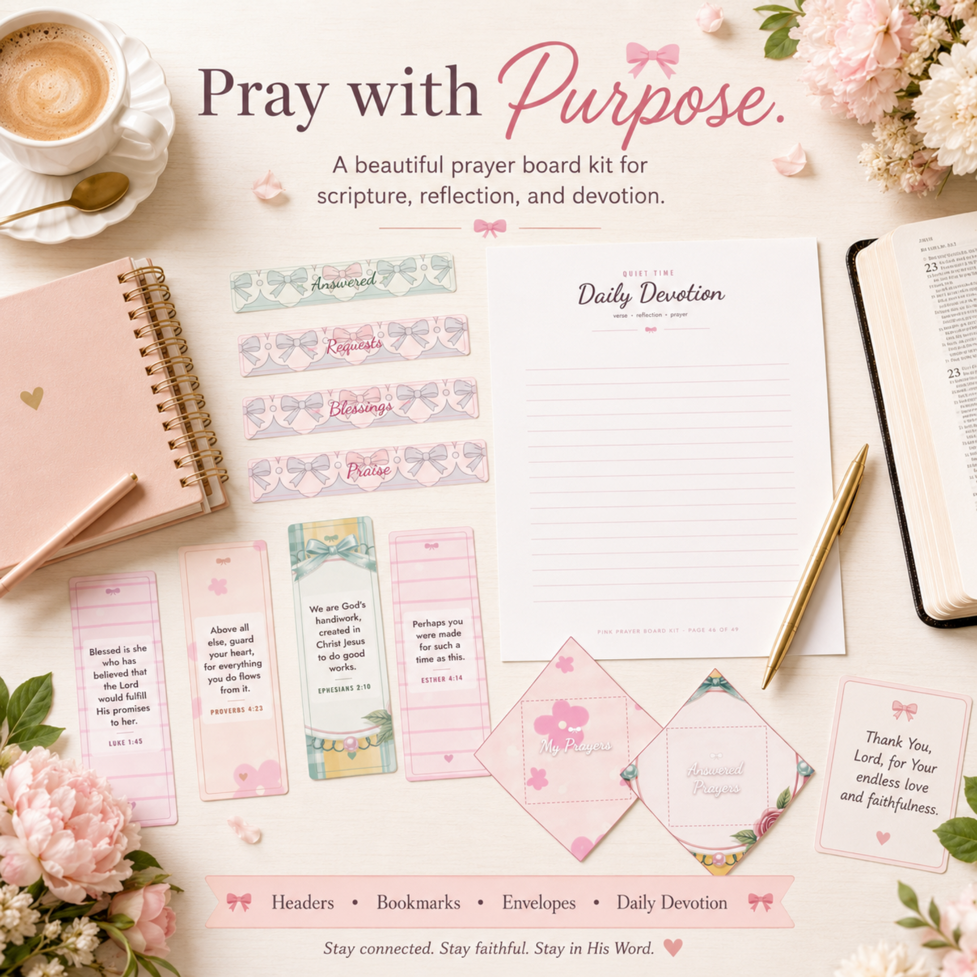Girls Prayer Board Kit Printable | Christian digital download | Custom Church Merch