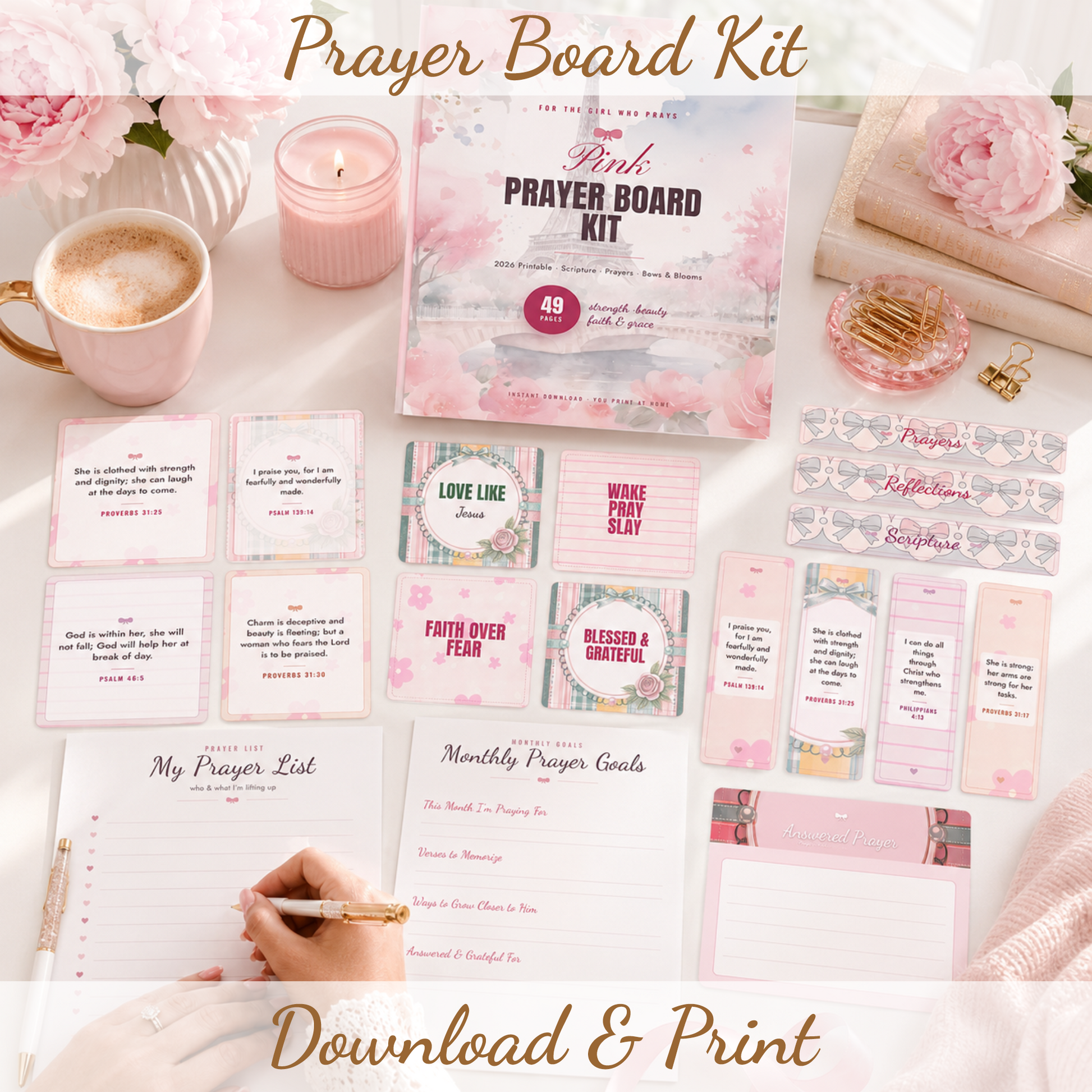 Girls Prayer Board Kit Printable | Christian digital download | Custom Church Merch