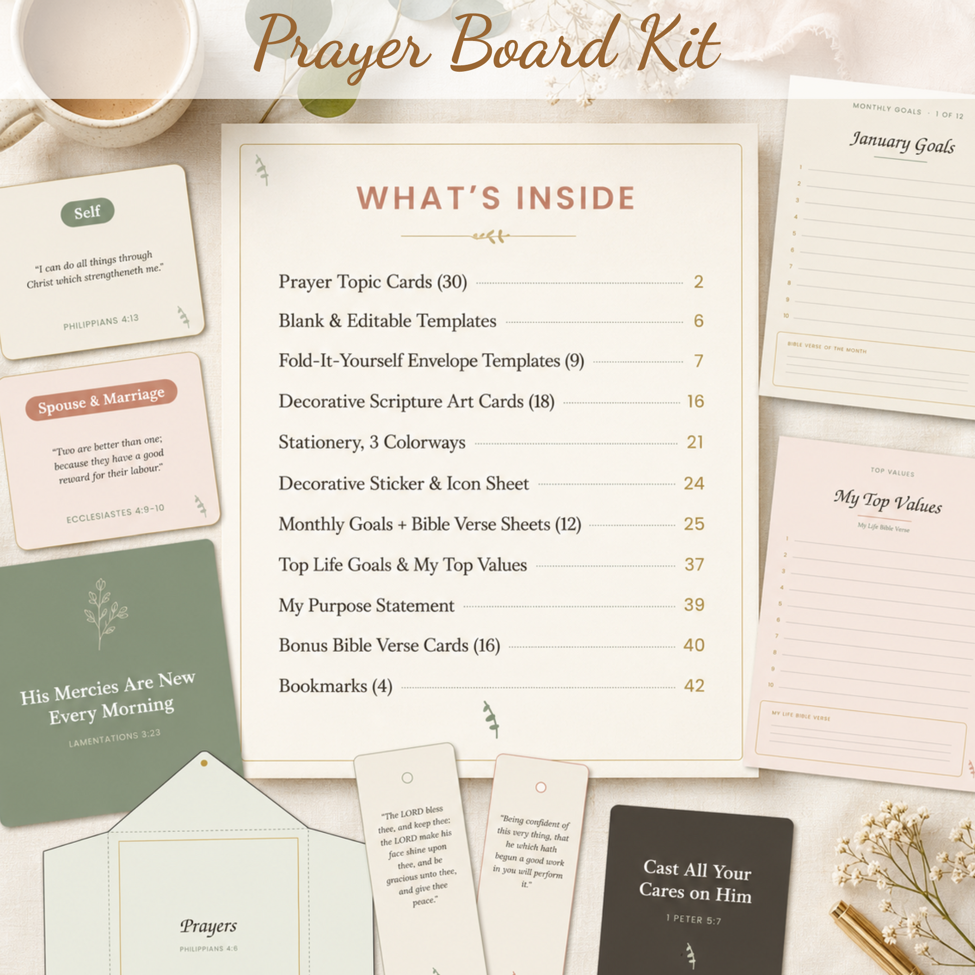 Minimalist Prayer Board Kit Printable | Christian digital download | Custom Church Merch