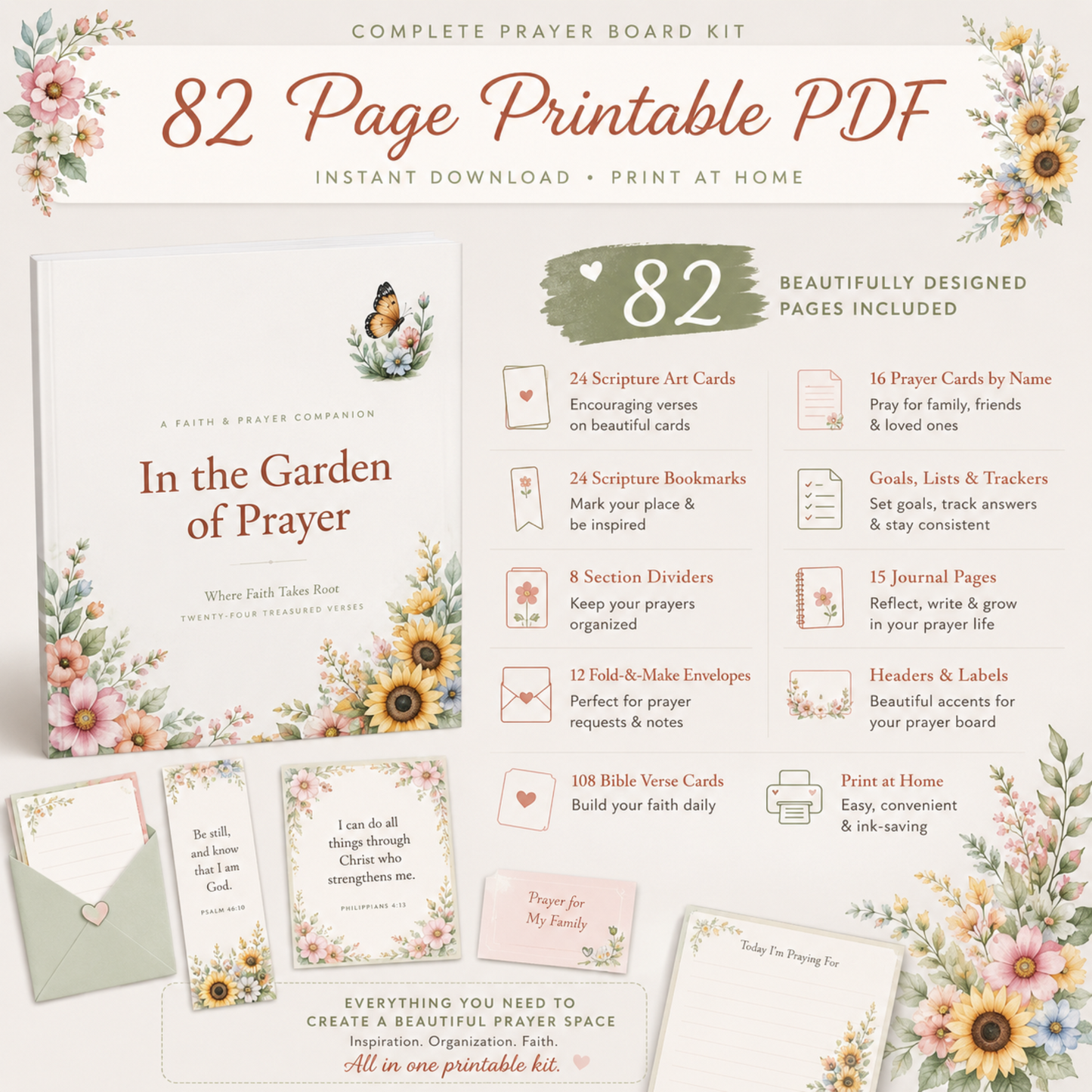Wildflower Prayer Board Kit Printable | Christian digital download | Custom Church Merch
