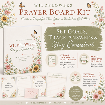Wildflower Prayer Board Kit Printable | Christian digital download | Custom Church Merch