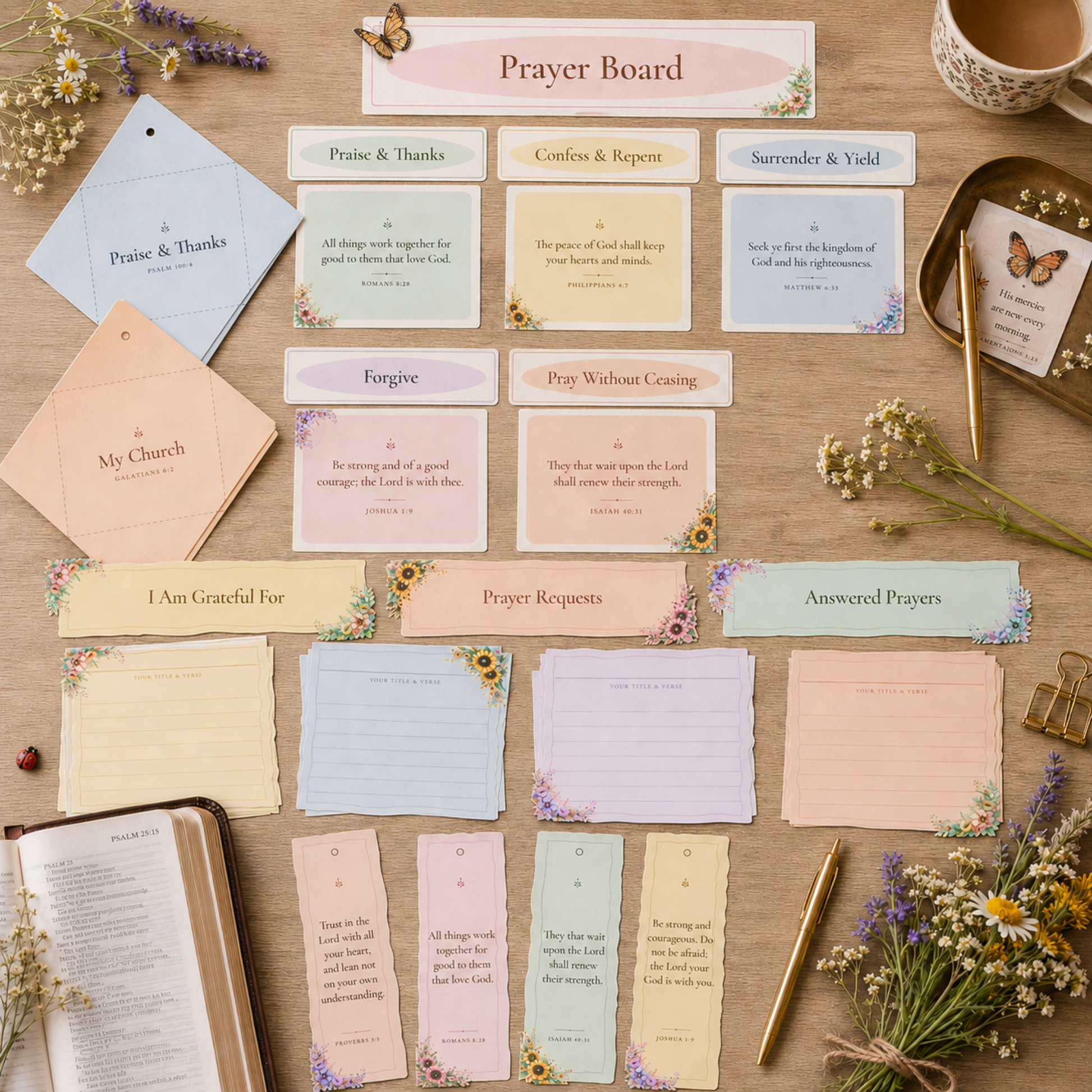 Wildflower Prayer Board Kit Printable | Christian digital download | Custom Church Merch